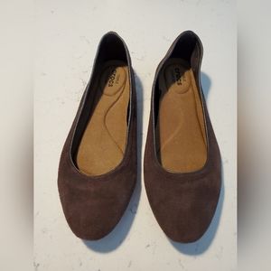 Crocs Lina Brown Suede Triple Comfort Ballet Flats Size 7.5